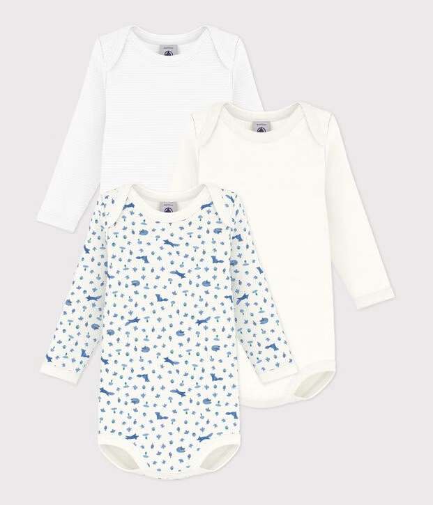 Petit Bateau - Body Lange Mouw Multicolor Vos (3pack)