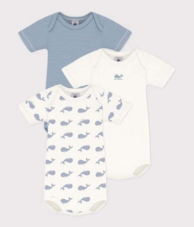 Petit Bateau - Body Korte Mouw Multicolor Walvis (3pack)