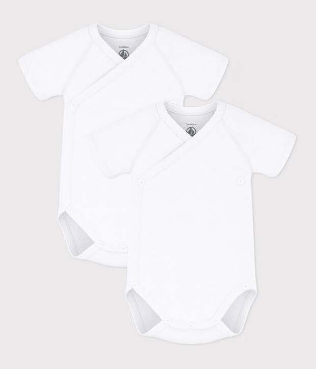 Petit Bateau - Body Korte Mouw Effen Wit Overslag (2pack)