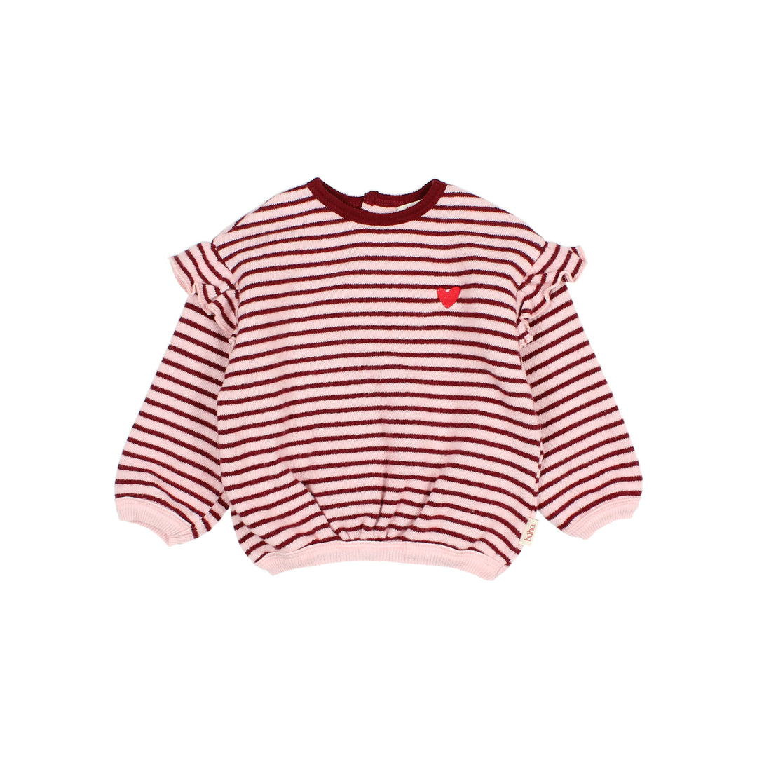 Buho - Baby Soft Stripes Girly Sweatshirt Pomegranate