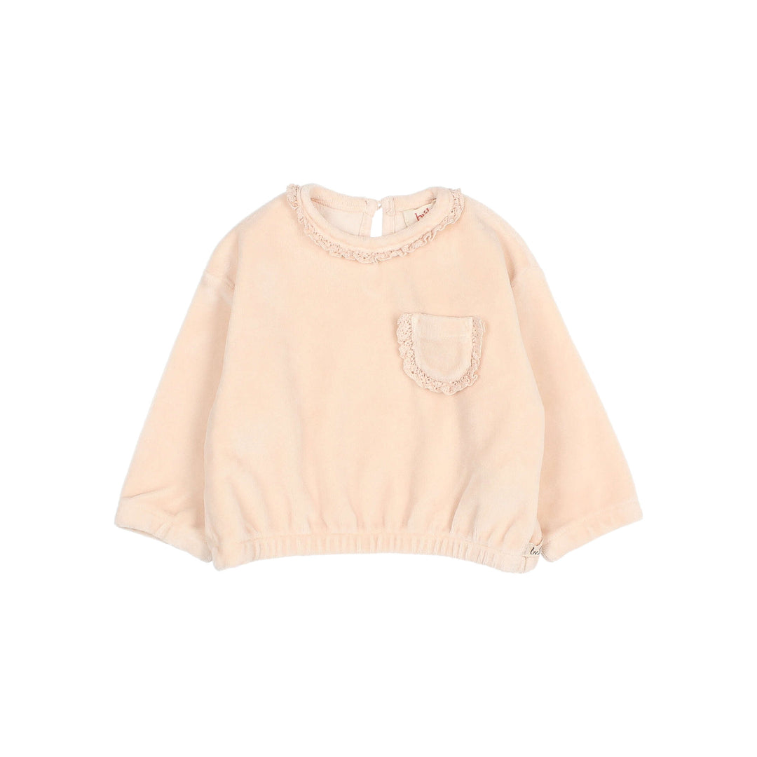 Buho - Baby Velvet Sweatshirt Cream Pink