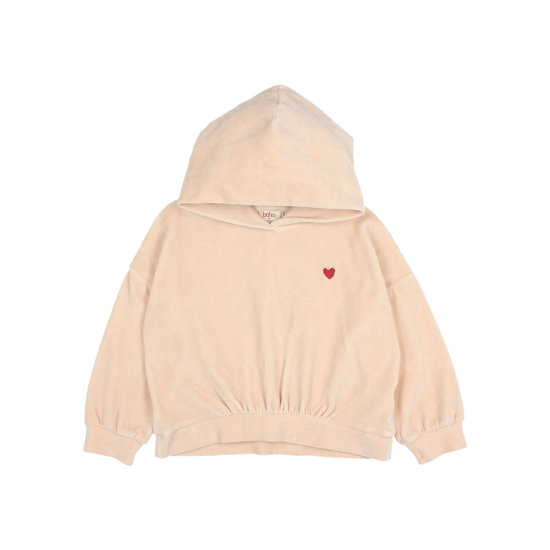 Buho - Velvet Hoodie Cream Pink
