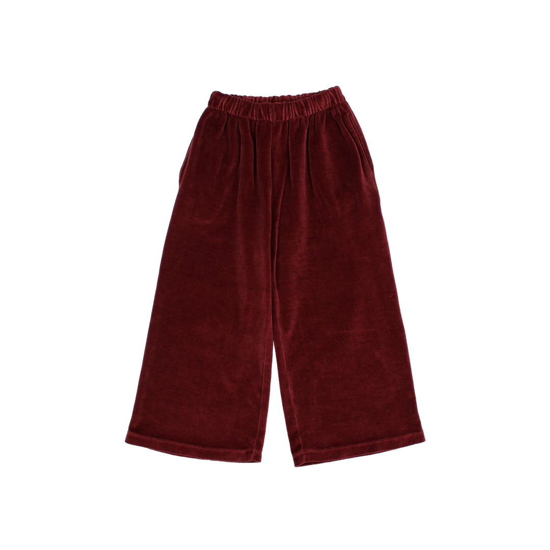 Buho - Velvet Wide Leg Pants Pomegranate