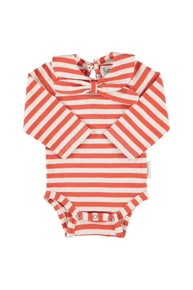 Piupiuchick - Body Sailor Collar Red & Ecru Stripes