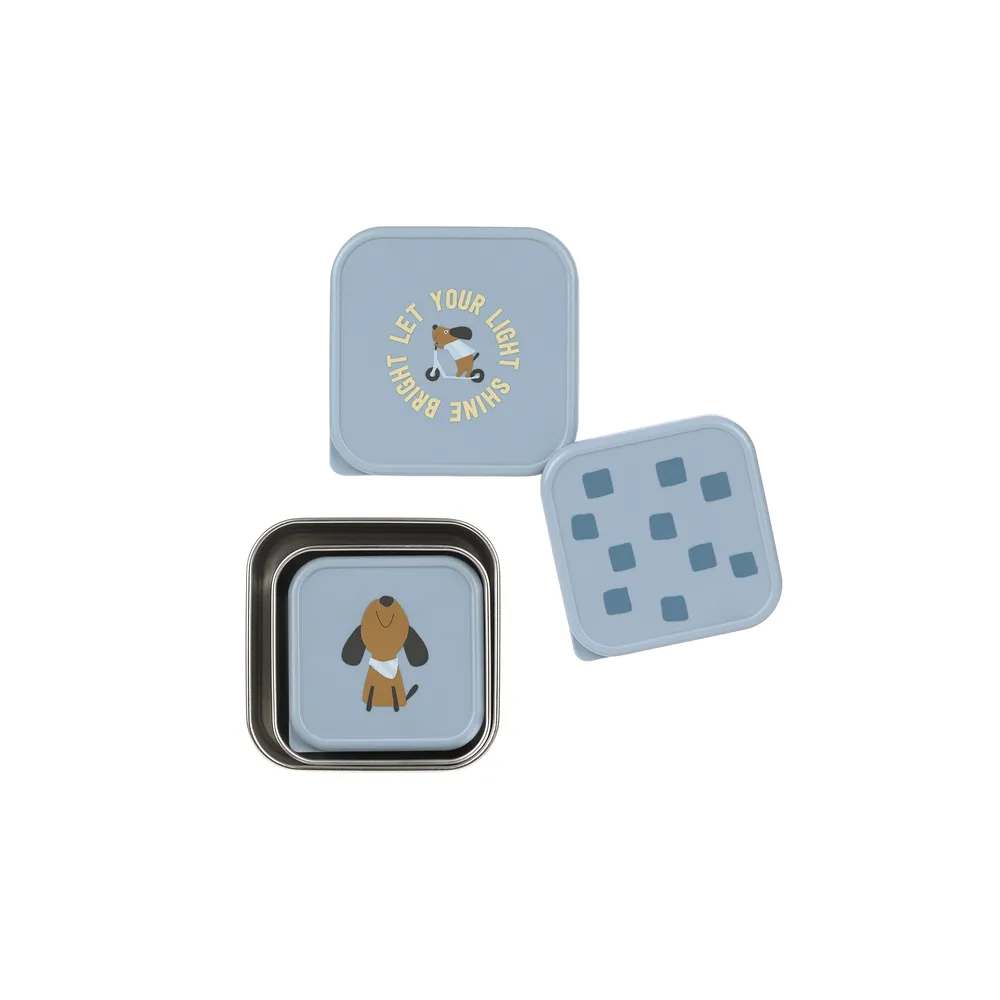 Lassig - Snackdoosjes Stainless Pattern (3pack) | Party Blue