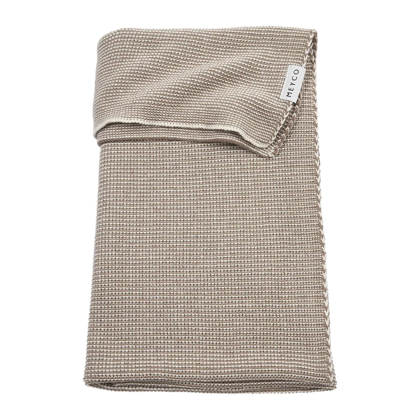Meyco - Deken Stripe 75x100cm | Dark Taupe/Natural