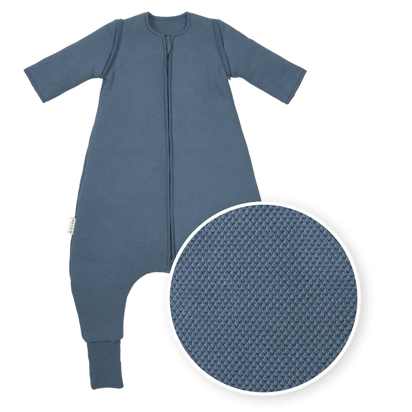 Meyco - Slaapzak Gevoerd  Afritsbare Mouw + Voetjes 92cm | Classic Indigo