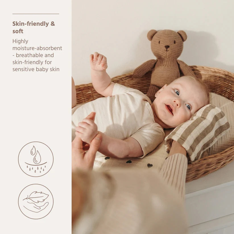 B-Boo - Washandjes Pre-washed Tetra (2pack) | Fat Stripe Taupe