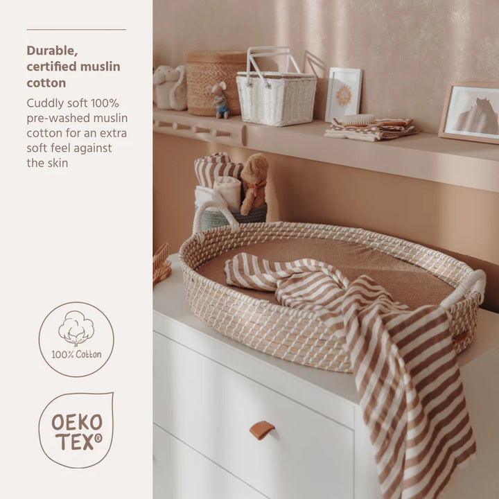 B-Boo - Tetradoeken Pre-washed 70x70 cm (2pack) | Fat Stripe Taupe