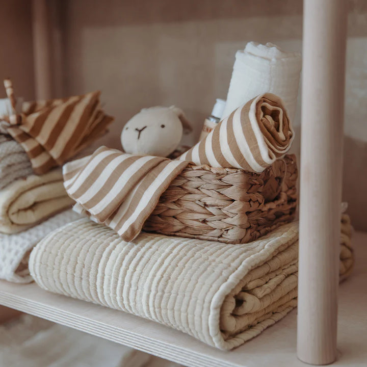 B-Boo - Tetradoeken Pre-washed 70x70 cm (2pack) | Fat Stripe Taupe