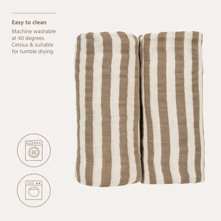 B-Boo - Tetradoeken Pre-washed 120x120 cm (2pack) | Fat Stripe Taupe