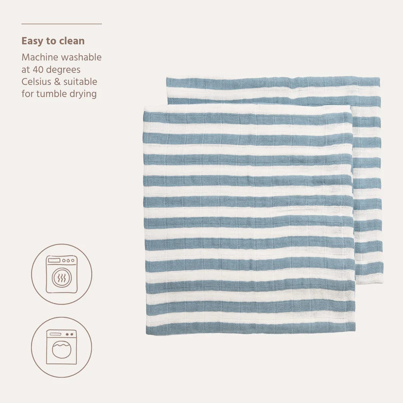 B-Boo - Tetradoeken Pre-washed 70x70 cm (2pack) | Fat Stripe Jeans Blue
