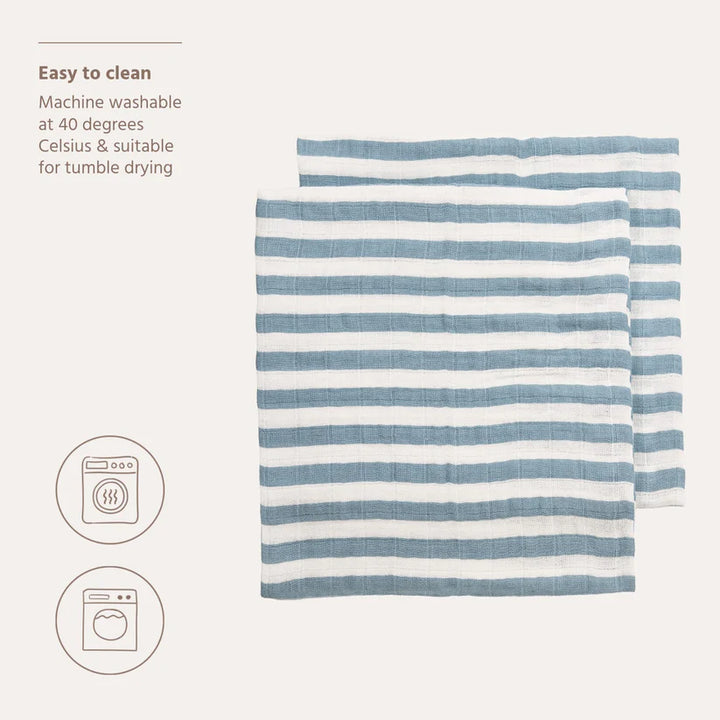 B-Boo - Tetradoeken Pre-washed 70x70 cm (2pack) | Fat Stripe Jeans Blue