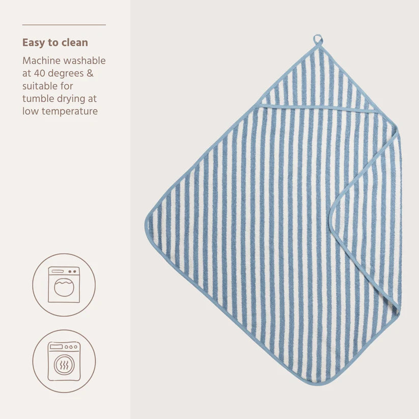 B-Boo - Badcape Badstof Jacquard Fat Stripe 75x75cm | Jeans Blue