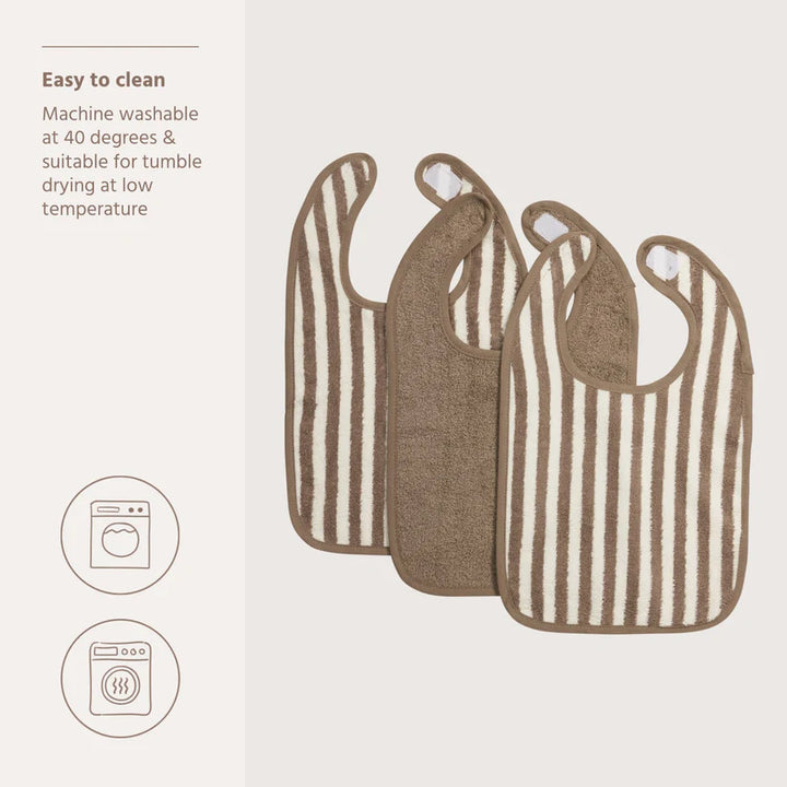 B-Boo - Slab Klittenband Badstof Jacquard Fat Stripe 26x31cm (3pack) | Taupe