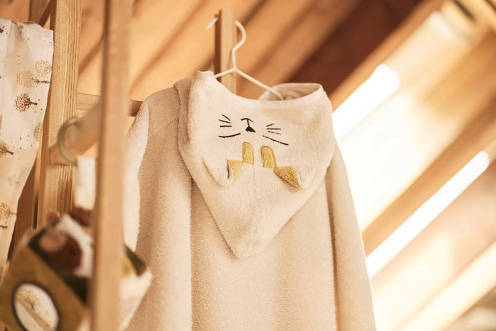 Jollein badponcho Cat Charlie van zachte badstof met oortjes