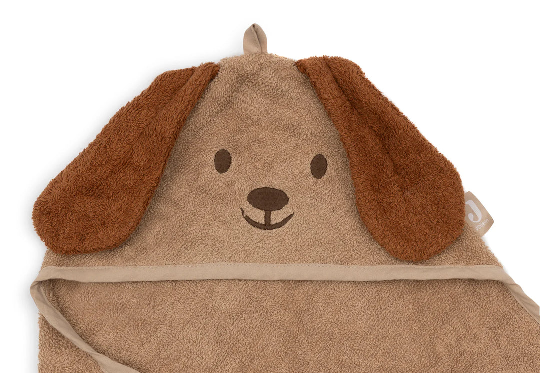 Jollein badcape Dog Diego 75x75cm van zachte badstof met oortjes