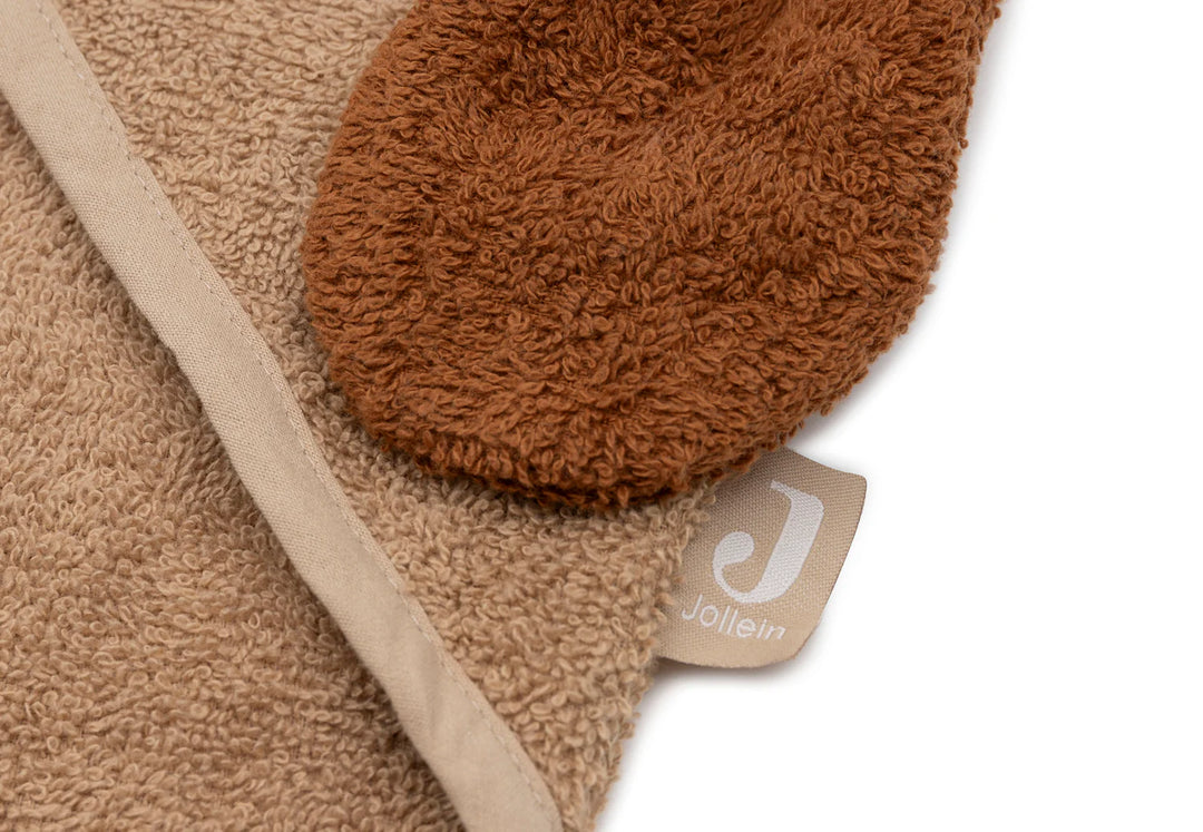Jollein badcape Dog Diego 75x75cm van zachte badstof met oortjes