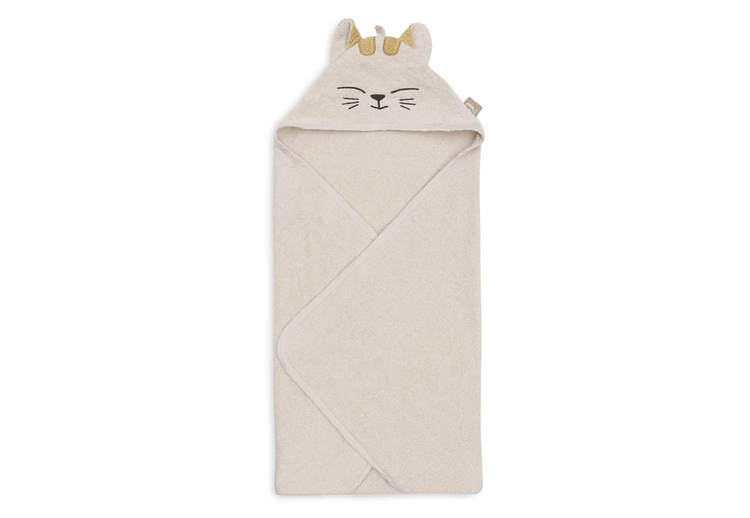 Jollein badcape Cat Charlie 75x75cm van zachte badstof met oortjes