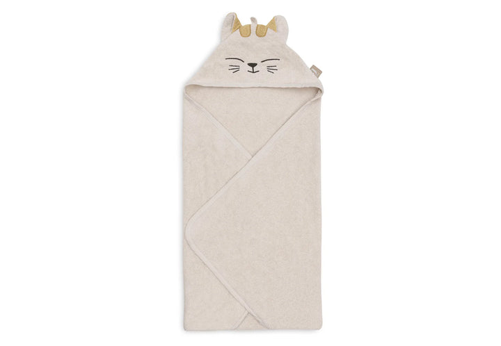 Jollein badcape Cat Charlie 75x75cm van zachte badstof met oortjes