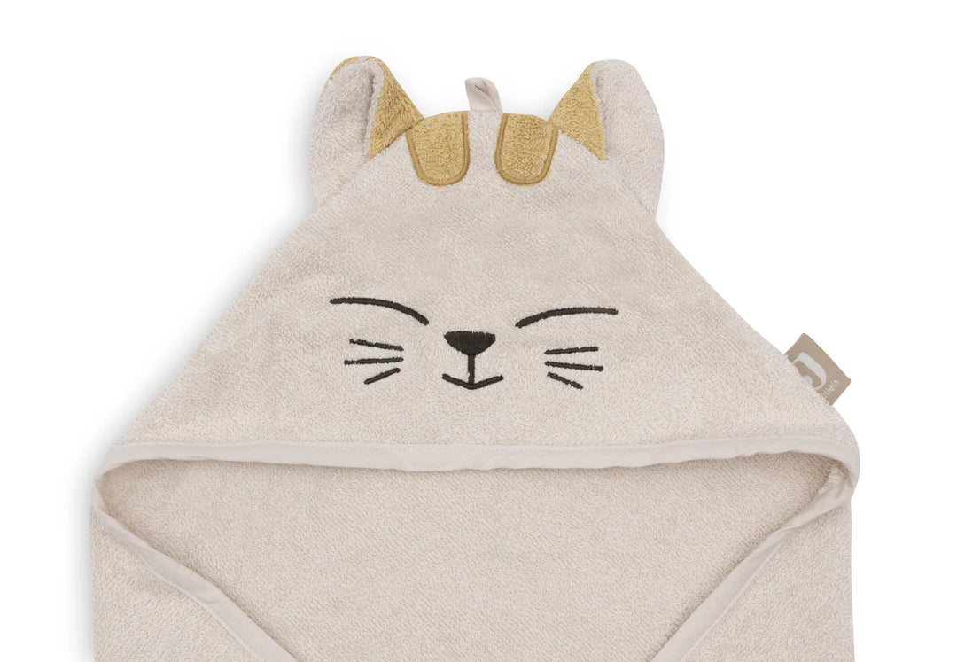 Jollein badcape Cat Charlie 75x75cm van zachte badstof met oortjes