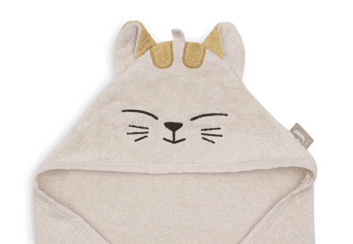 Jollein badcape Cat Charlie 75x75cm van zachte badstof met oortjes