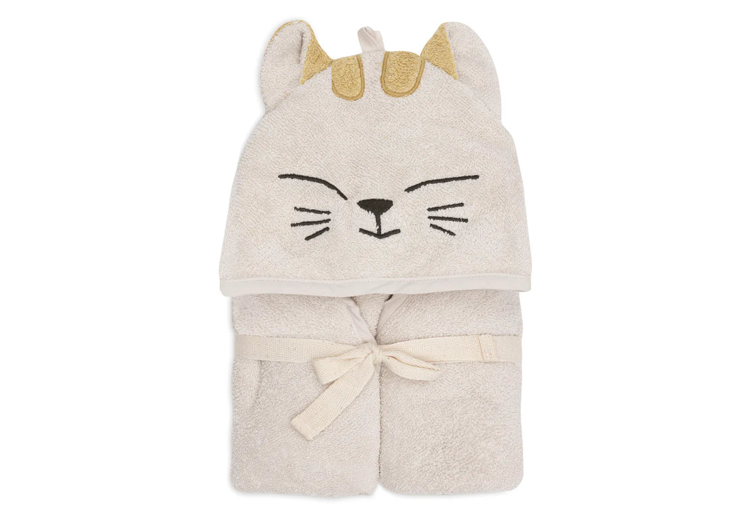 Jollein badcape Cat Charlie 75x75cm van zachte badstof met oortjes