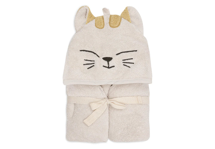 Jollein badcape Cat Charlie 75x75cm van zachte badstof met oortjes