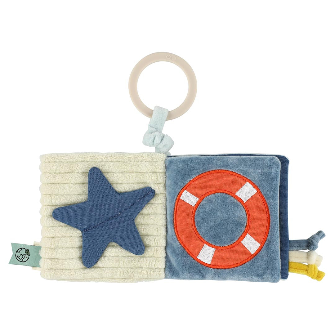Trixie kinderwagenboekje Sensory Mr. Shark met spiegel, texturen en kraaltjes