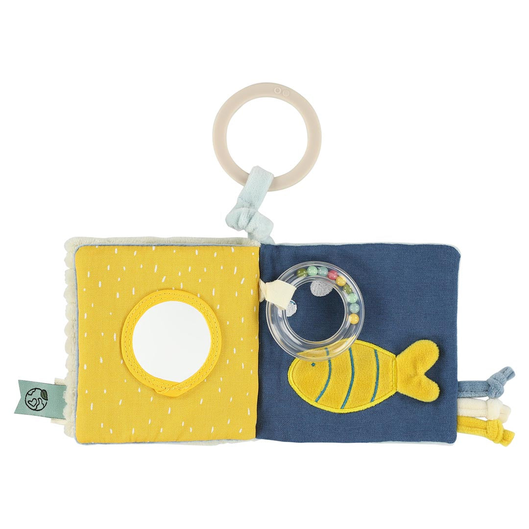 Trixie kinderwagenboekje Sensory Mr. Shark met spiegel, texturen en kraaltjes