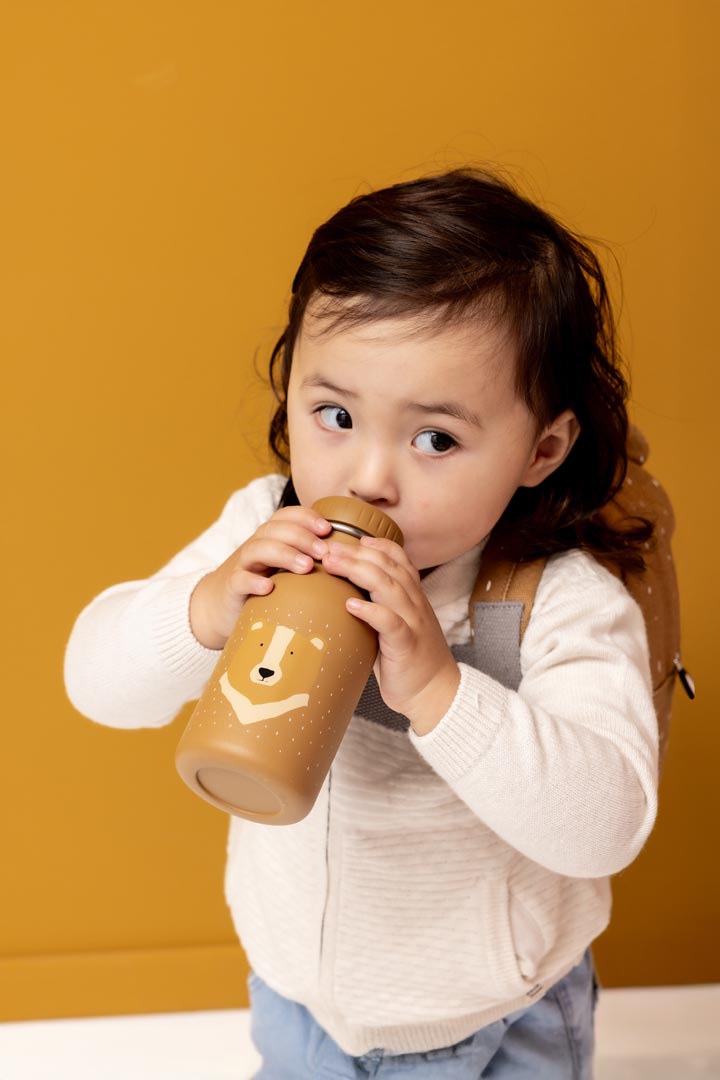 Roestvrij stalen drinkfles 350 ml met Mr. Bear print en draagkoord