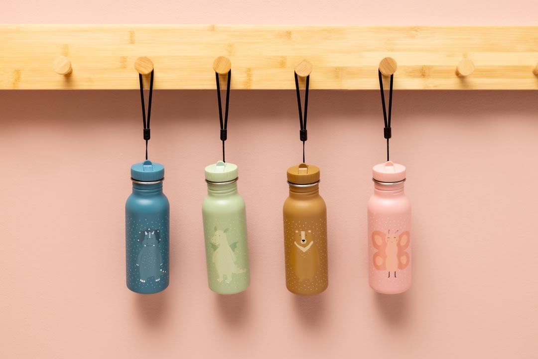 Roestvrij stalen drinkfles 500 ml met Mrs. Butterfly print en draagkoord