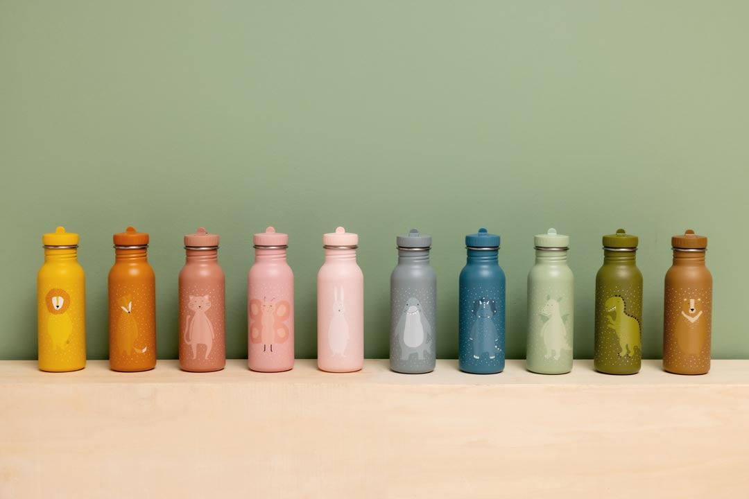 Roestvrij stalen drinkfles 500 ml met Mrs. Butterfly print en draagkoord