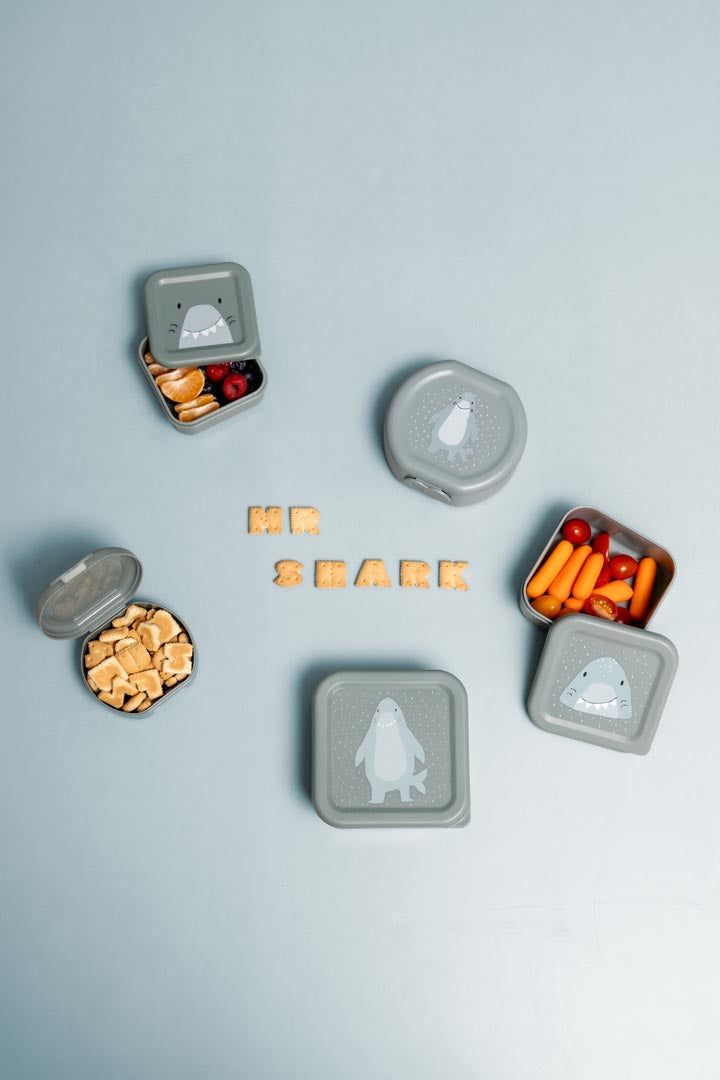 Set van 3 snackdoosjes Mr. Shark van Trixie in verschillende formaten