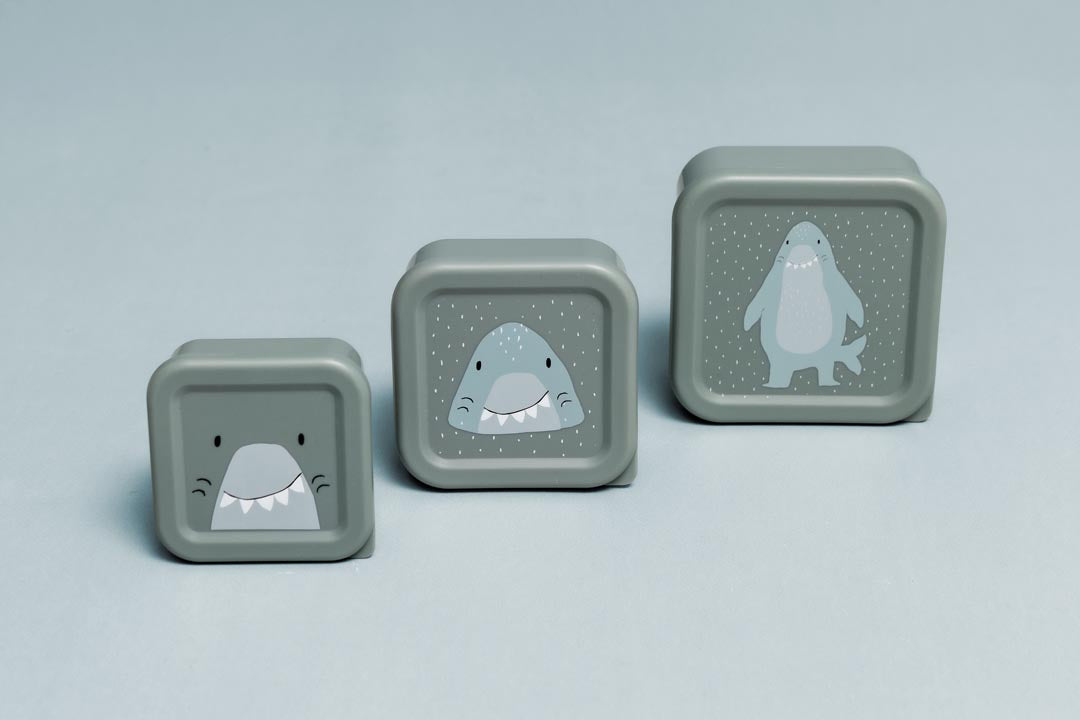 Set van 3 snackdoosjes Mr. Shark van Trixie in verschillende formaten