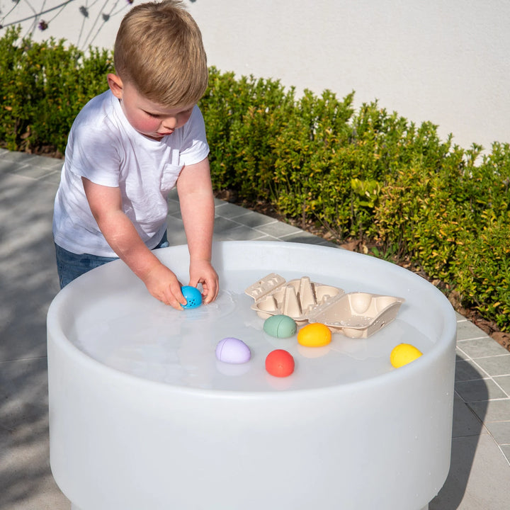 Regenboogkleurige silicone sensorische eieren met eierdoos van Tickit
