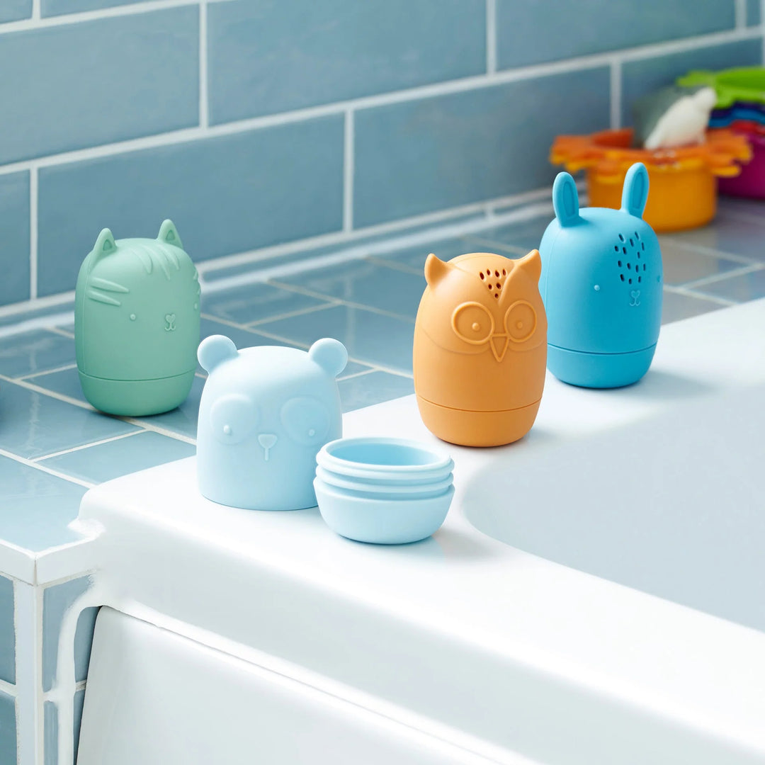 Set van 4 Tickit Silisoft waterspuiters in dierenvorm en neutrale tinten