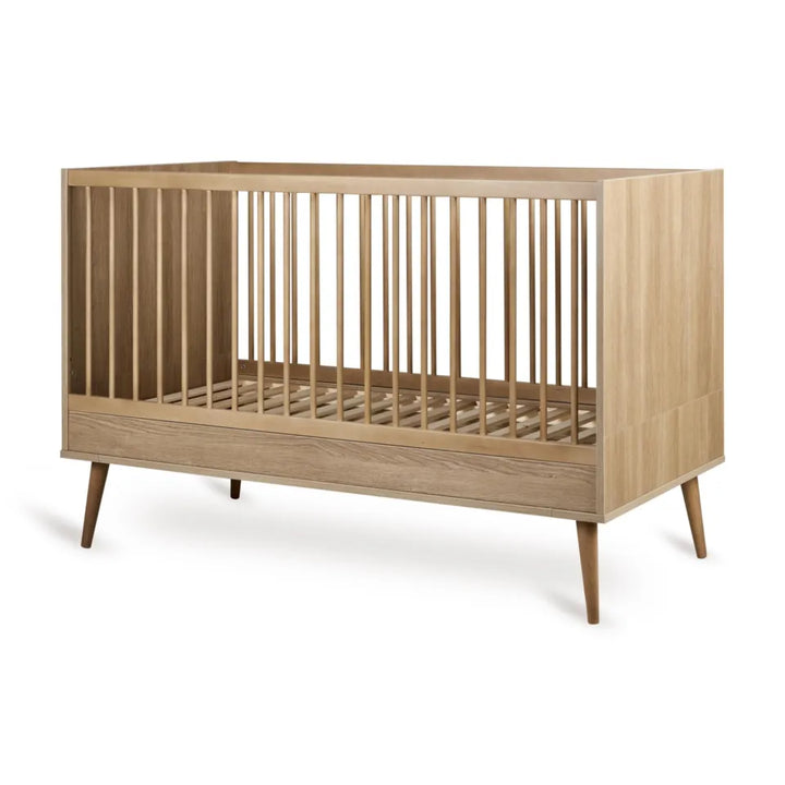 Quax Flow Bed 70 x 140 cm in Honey Ash, verstelbare bodem, converteerbaar tot bedbank, met massief beuken voetjes, veilig en stijlvol