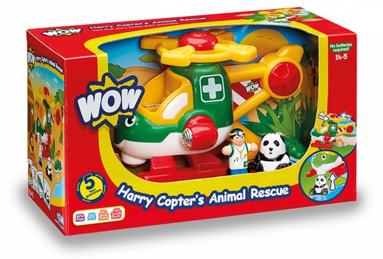 WOW Toys - Speelgoedhelikopter Harry Copter Animal Rescue | Dierenredding Speelset