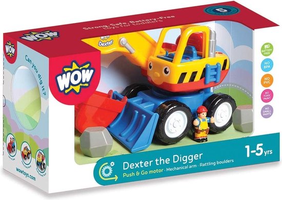 WOW Toys - Speelgoedkraan Dexter The Digger | Graafmachine Speelset voor Peuters