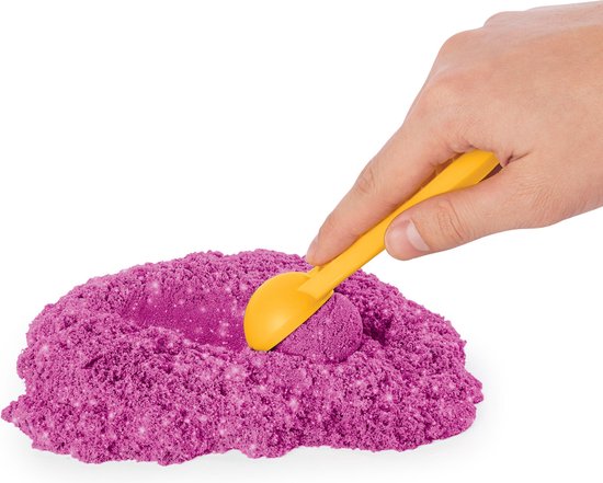 Kinetic Sand set met roze glitterzand, vormpjes en zandbak