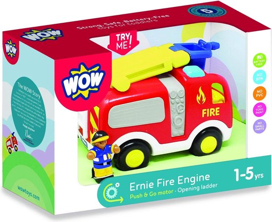 WOW Toys - Speelgoedauto Ernie Fire Engine | Brandweerauto voor Peuters