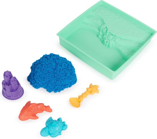 Blauwe Kinetic Sand zandbak met kneedbaar sensorisch zand