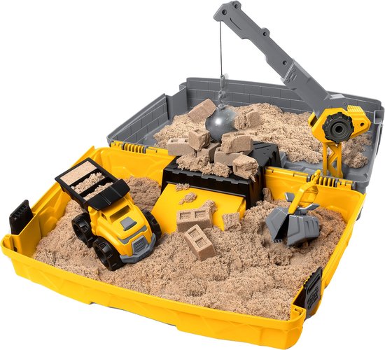 Kinetic Sand bouwplaatsset met kraan, kiepwagen en bruin zand