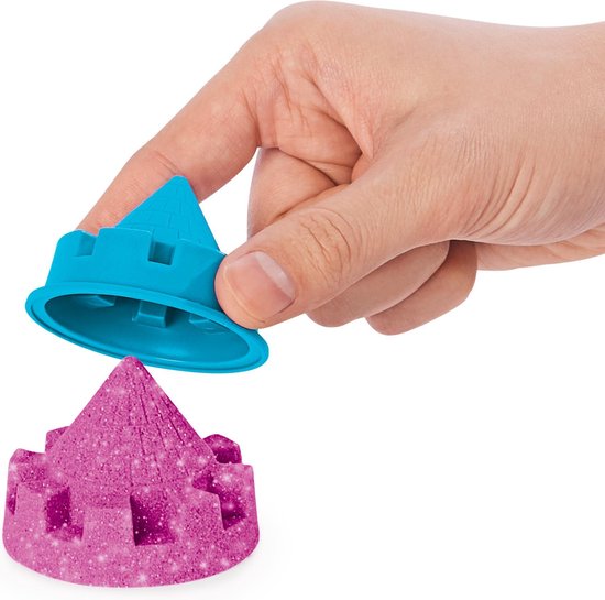 Kinetic Sand set met roze glitterzand, vormpjes en zandbak