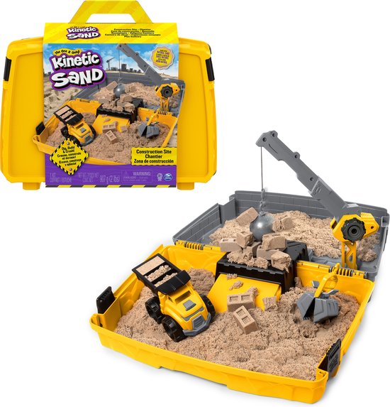 Kinetic Sand bouwplaatsset met kraan, kiepwagen en bruin zand