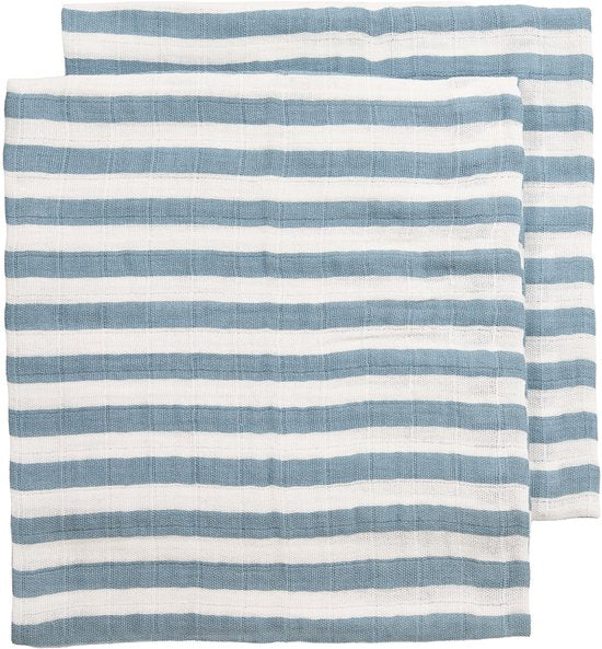 B-Boo tetradoeken Fat Stripe Jeans Blue 70x70 cm 2-pack