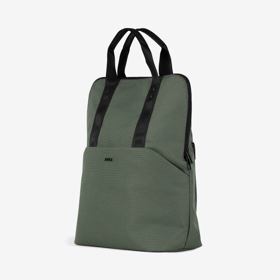 Joolz Rugzak in de kleur Forest Green met geïsoleerd vak en opbergvakken, gemaakt van gerecyclede materialen.