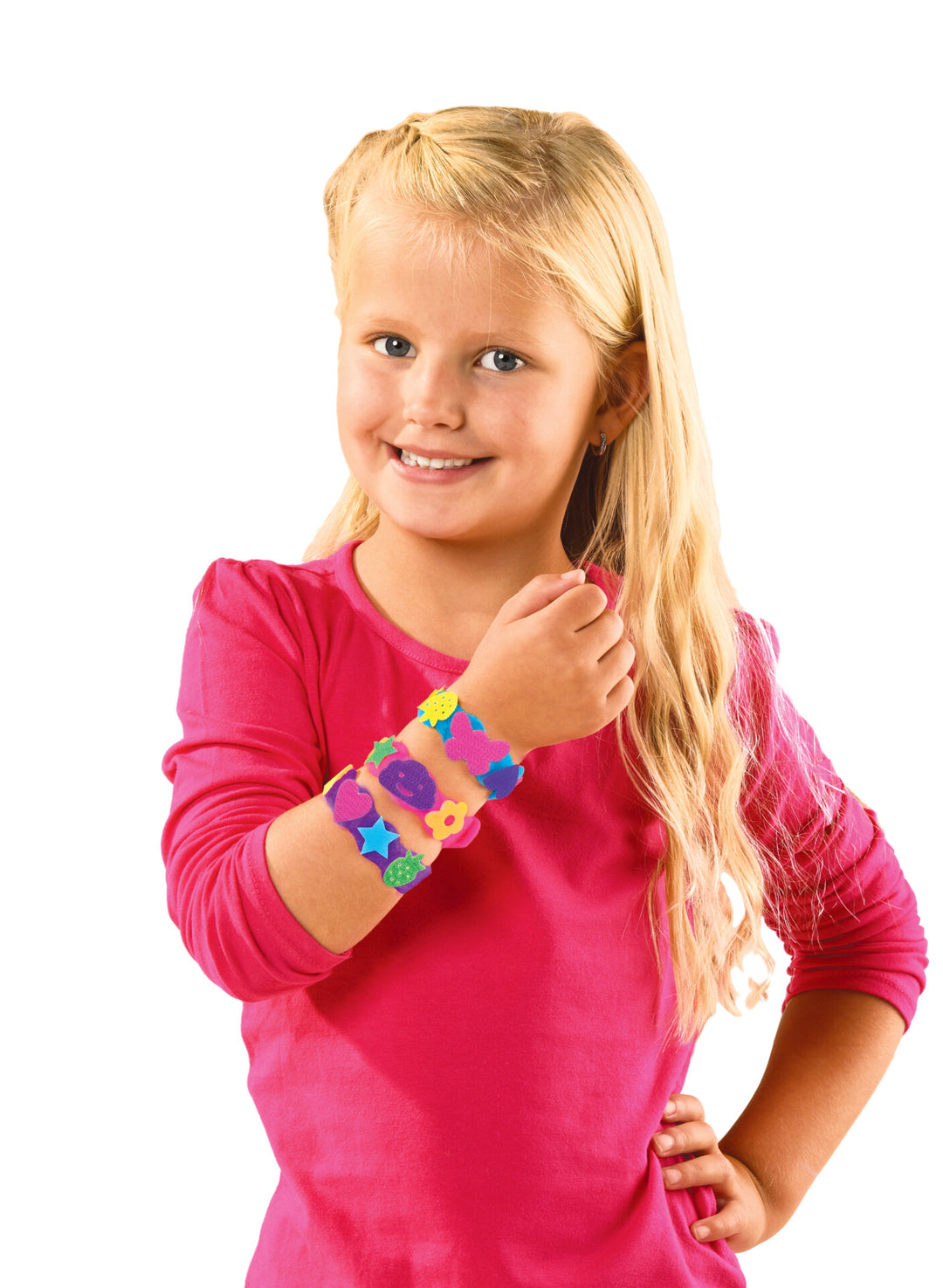 Ses Creative knutselset klittenband armbanden, kleurrijke vormpjes en herbruikbare armbandjes voor kinderen vanaf 3 jaar.