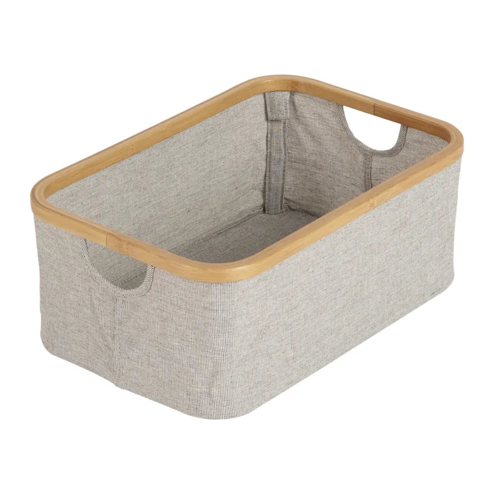 Quax opbergmand voor luiertafel in bamboe en katoen, perfect voor een georganiseerde babykamer.